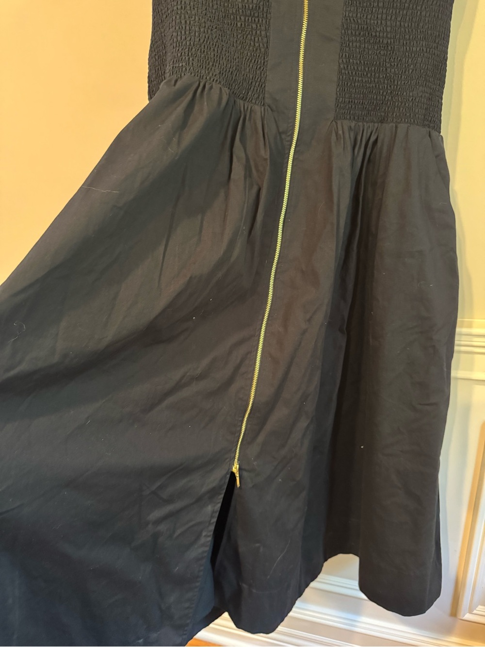 Anthropologie Black Midi Dress with Gold Zip size XL - Picture 3 of 5